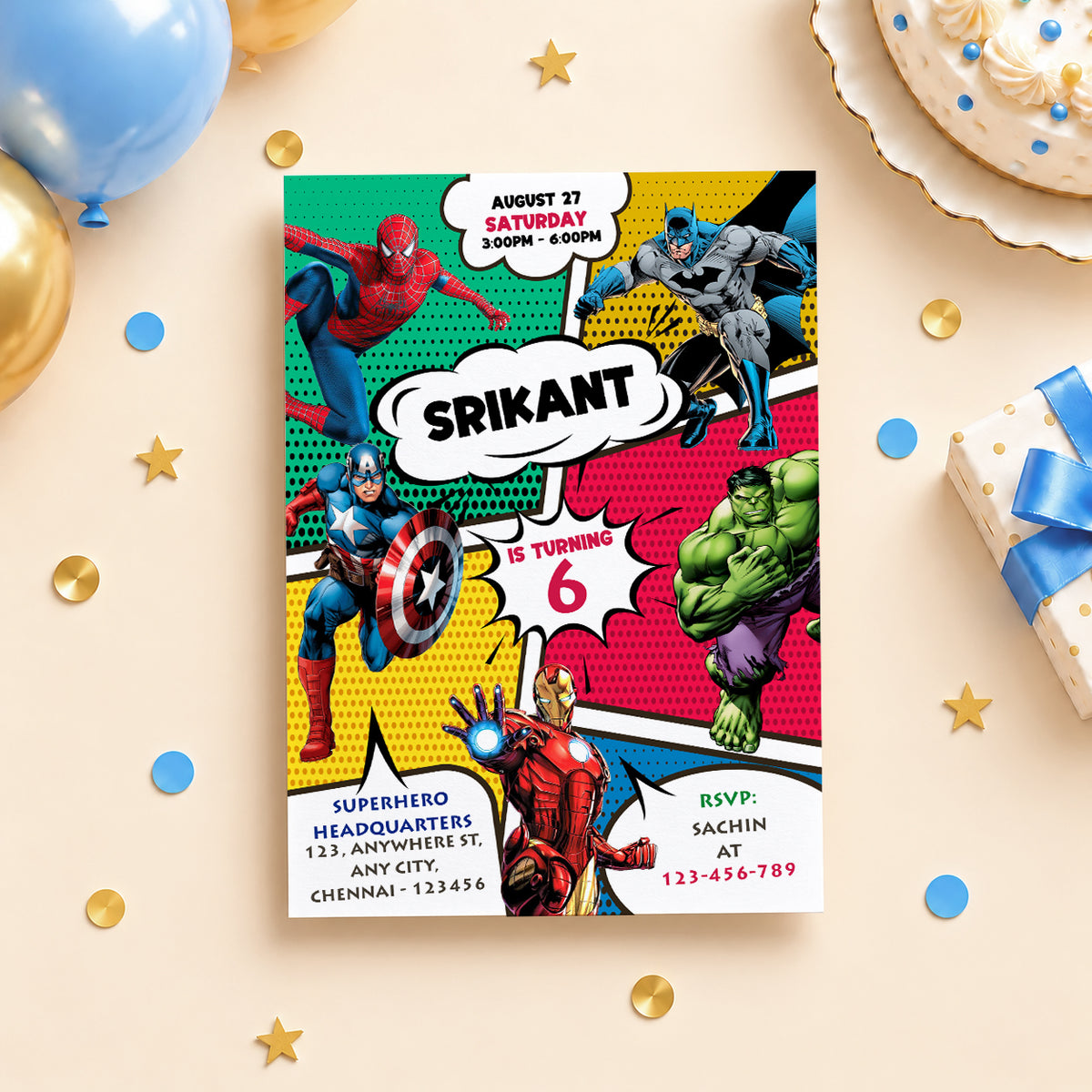 Superhero Birthday Invitation – | Digital & Printed
