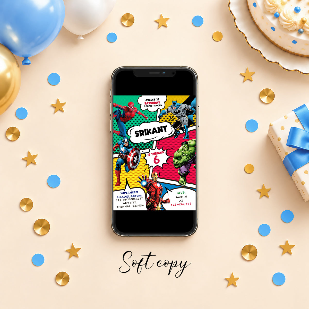 Superhero Birthday Invitation – | Digital & Printed
