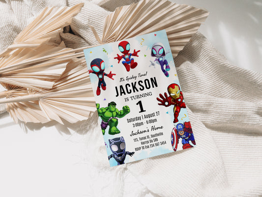 Superhero Birthday Invitation Template, Printable Invitation, Boy Birthday, Evite, Digital Invite, Edit 0633