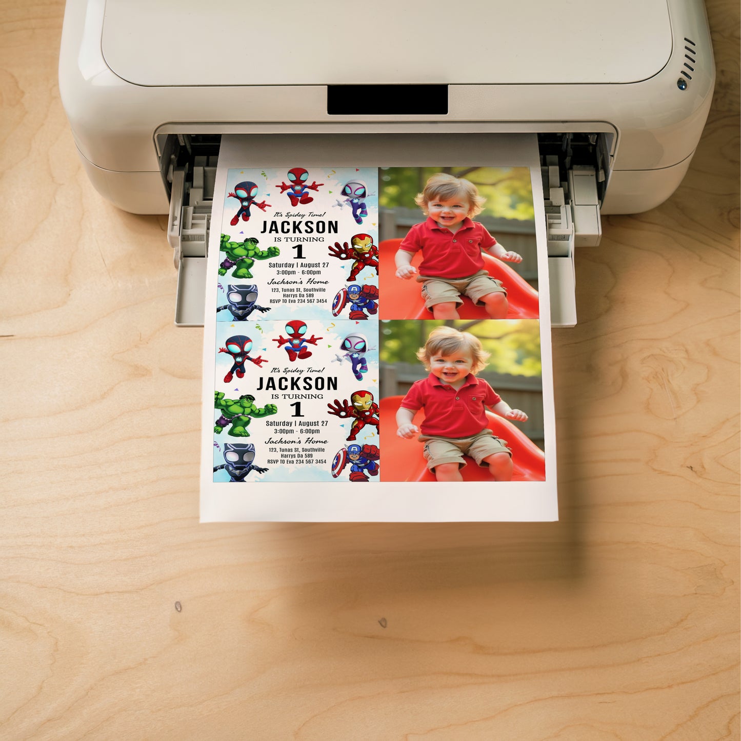 Superhero Photo Birthday Invitation Template, Printable Photo Invitation, Boy Birthday, Evite, Digital Invite, 0633
