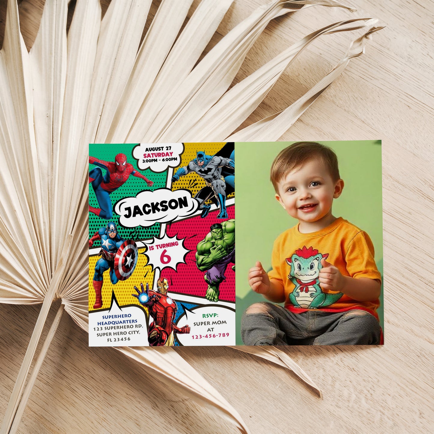 SuperHero Photo Birthday Invitation Template, Printable Photo Invitation, Girl Birthday, Evite, Digital Invite, 0030