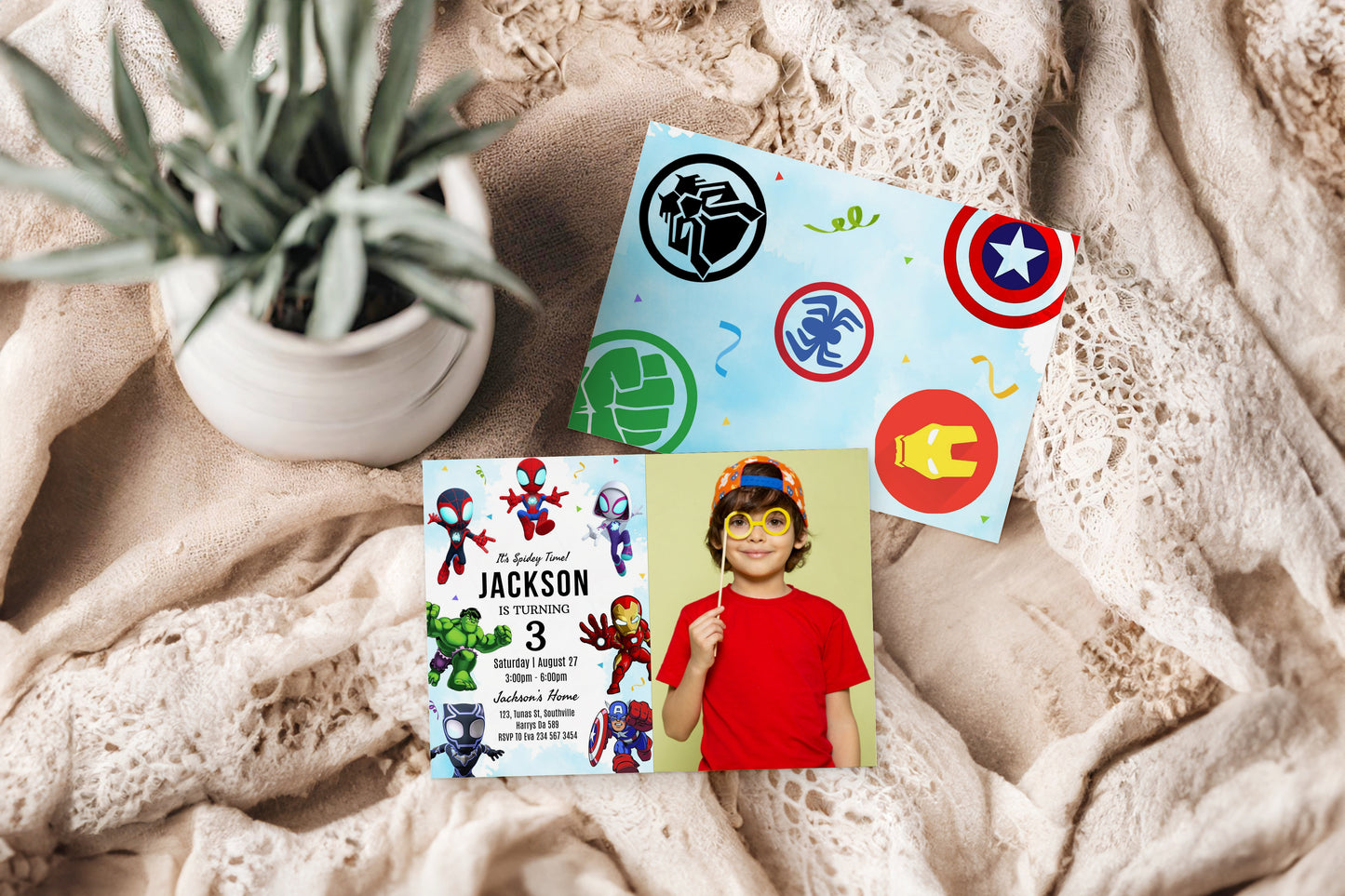 Superhero Photo Birthday Invitation Template, Printable Photo Invitation, Boy Birthday, Evite, Digital Invite, 0288