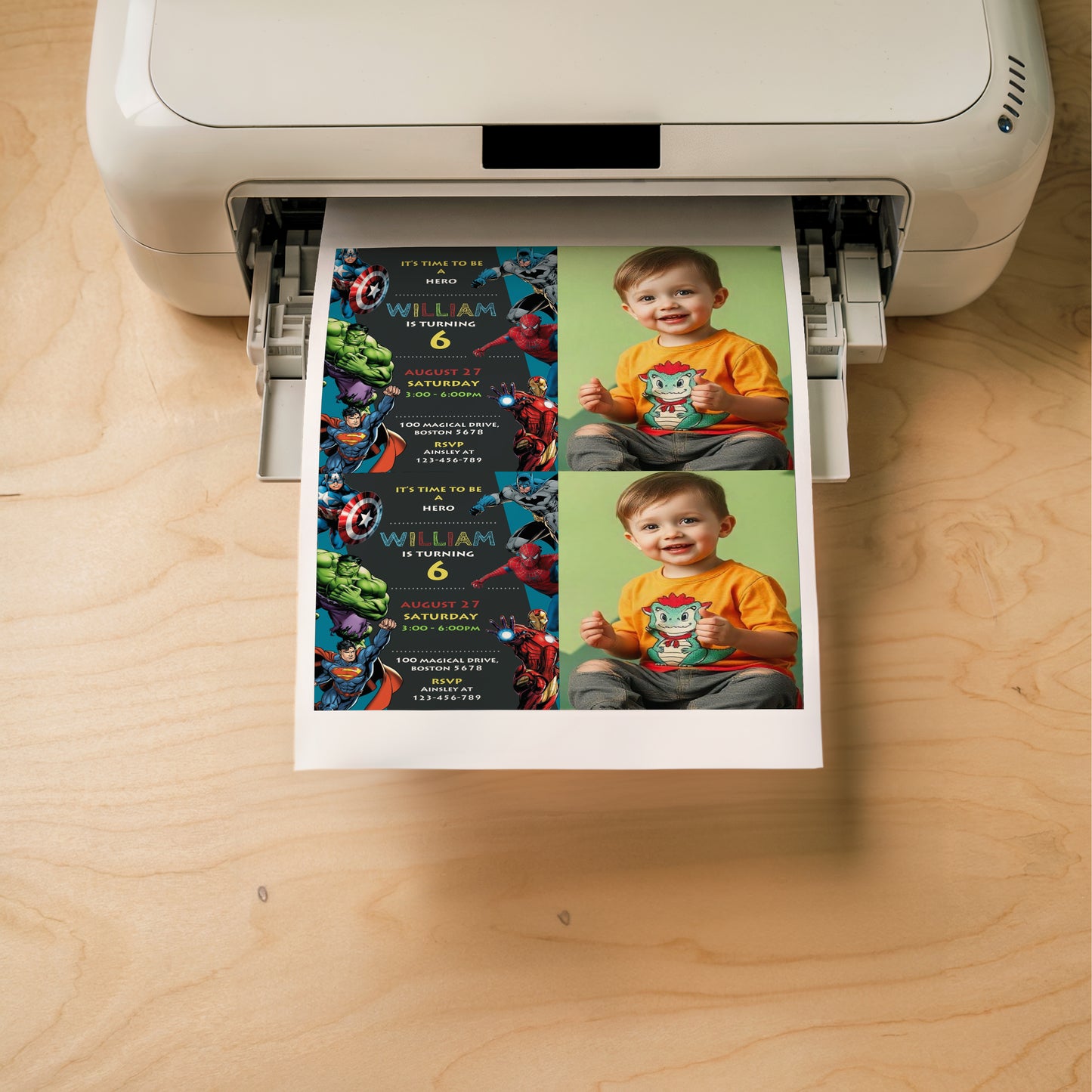Superhero Photo Birthday Invitation Template, Printable Photo Invitation, Boy Birthday, Evite, Digital Invite, 0029