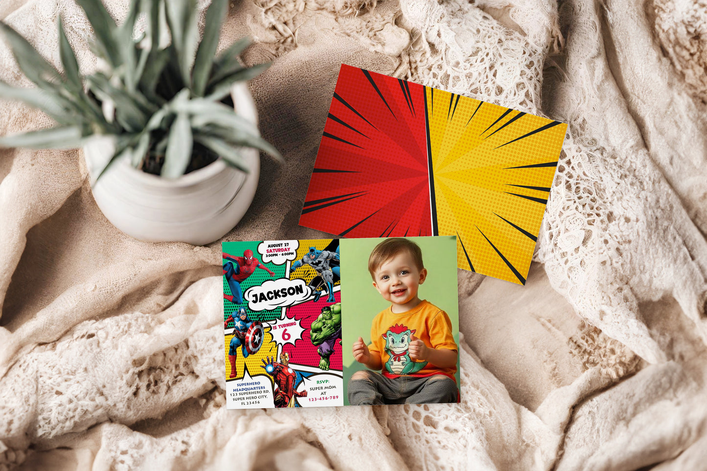 SuperHero Photo Birthday Invitation Template, Printable Photo Invitation, Girl Birthday, Evite, Digital Invite, 0030