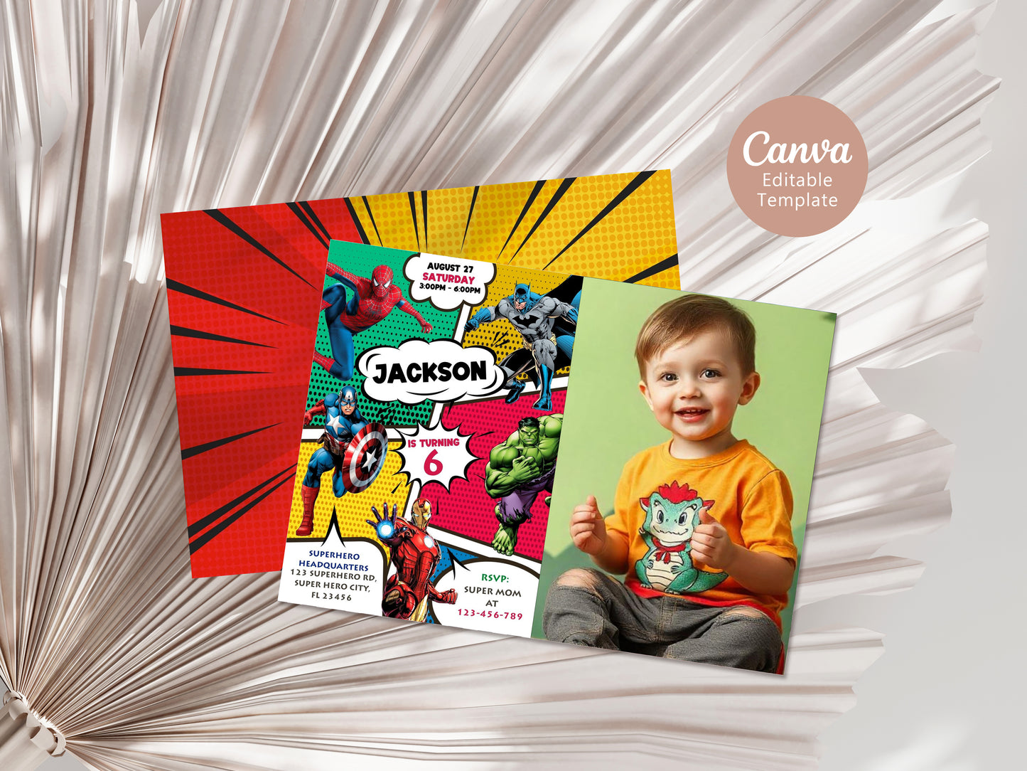 SuperHero Photo Birthday Invitation Template, Printable Photo Invitation, Girl Birthday, Evite, Digital Invite, 0030