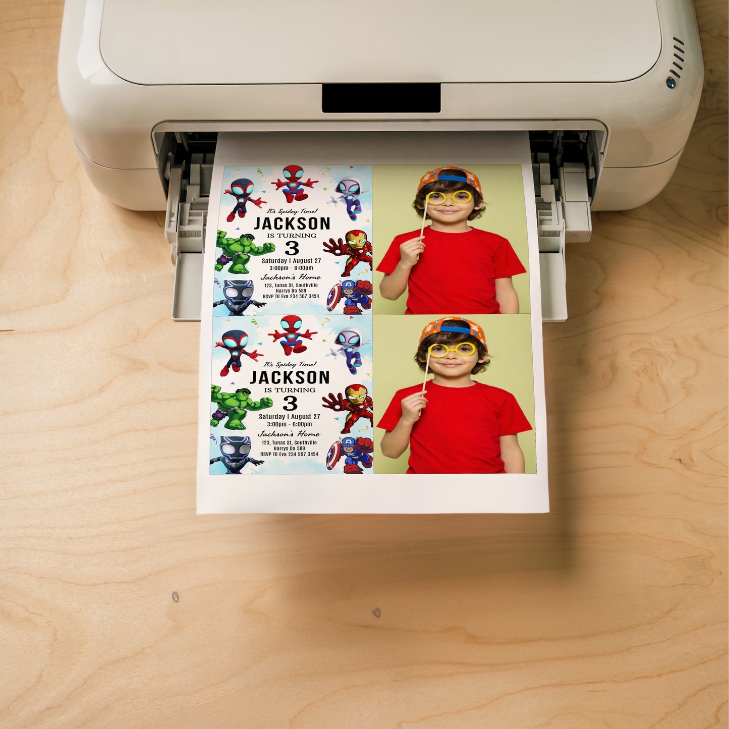 Superhero Photo Birthday Invitation Template, Printable Photo Invitation, Boy Birthday, Evite, Digital Invite, 0288