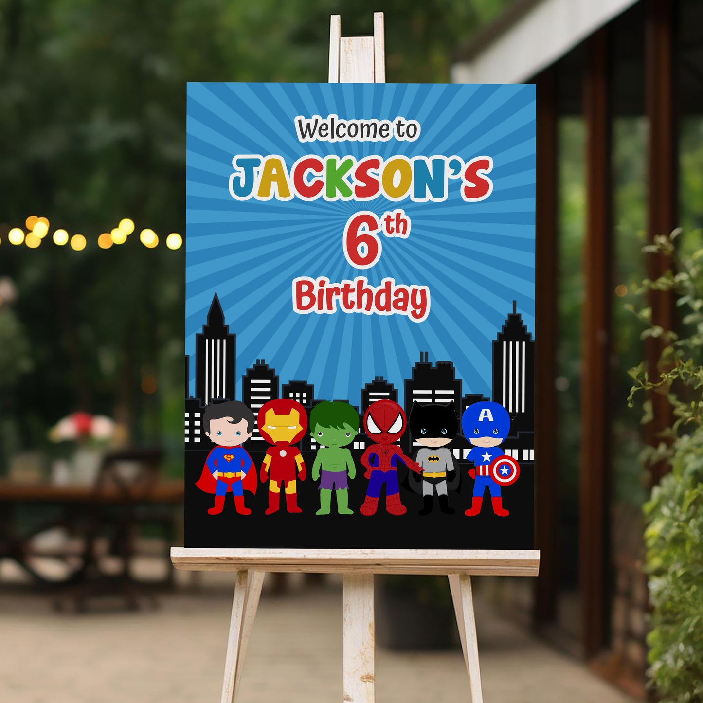 Superhero Blackpanther Welcome Sign, Printable Sign Board, Boy Birthday, Digital Download, Edit yourself, Corjl 0127