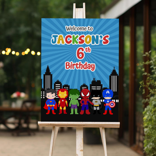 Superhero Blackpanther Welcome Sign, Printable Sign Board, Boy Birthday, Digital Download, Edit yourself, Corjl 0127