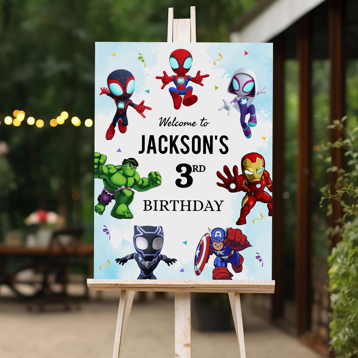 Superhero Blackpanther Welcome Sign, Printable Sign Board, Boy Birthday, Digital Download, Edit yourself, Corjl 0288