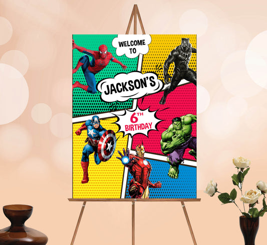 Superhero Blackpanther Welcome Sign, Printable Sign Board, Boy Birthday, Digital Download, Edit yourself, Corjl 0030A