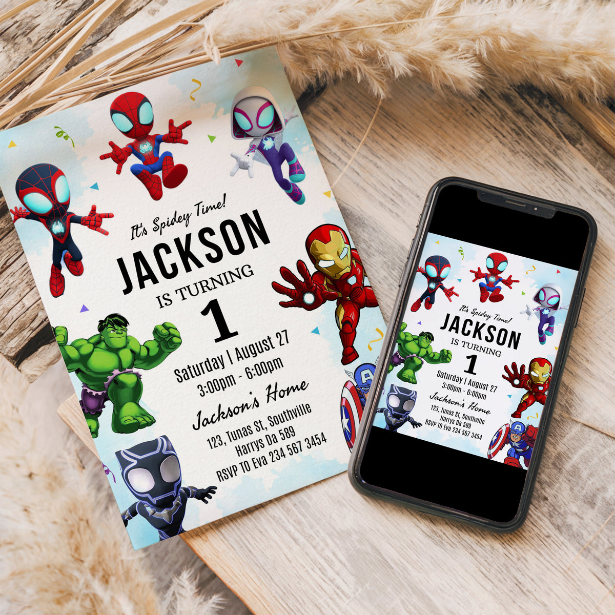 Superhero Birthday Invitation Template, Printable Invitation, Boy Birthday, Evite, Digital Invite, Edit 0633
