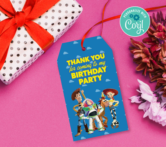 Toy Story Favor Tag, Birthday Editable Favor Tag, DIY Editable Thank You Tag, Favor Tags, Edit yourself, Corjl - 0011