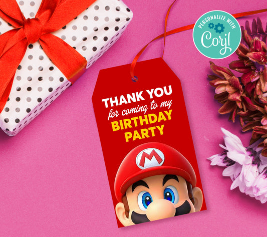 Super Mario Favor Tag, Birthday Editable Favor Tag, DIY Editable Thank You Tag, Favor Tags, Edit yourself, Corjl - 0294