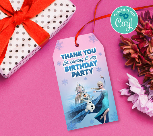 Frozen Favor Tag, Birthday Editable Favor Tag, DIY Editable Thank You Tag, Favor Tags, Edit yourself, Corjl - 0043