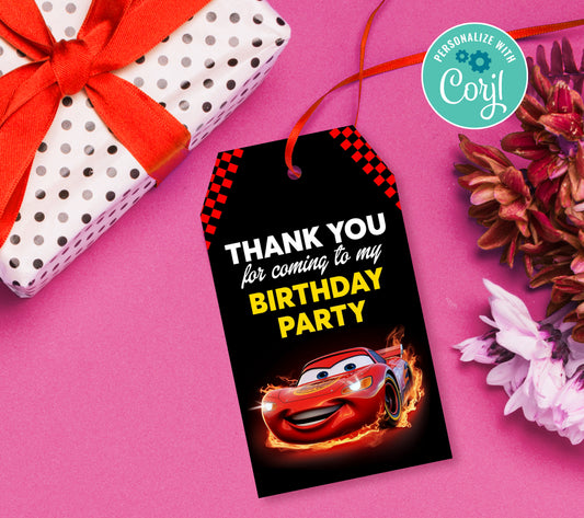 Cars Favor Tag, Birthday Editable Favor Tag, DIY Editable Thank You Tag, Favor Tags, Edit yourself, Corjl 0268