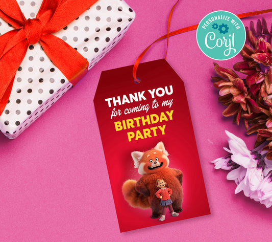 Turning Red Favor Tag, Birthday Editable Favor Tag, DIY Editable Thank You Tag, Favor Tags, Edit yourself, Corjl - 0144