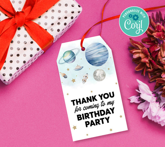 Space Favor Tag, Birthday Editable Favor Tag, DIY Editable Thank You Tag, Favor Tags, Edit yourself, Corjl - 0280