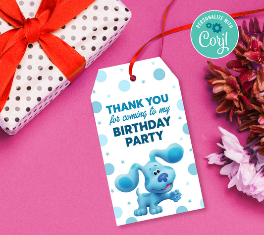 Blue Clues Favor Tag, Birthday Editable Favor Tag, DIY Editable Thank You Tag, Favor Tags, Edit yourself, Corjl 0291