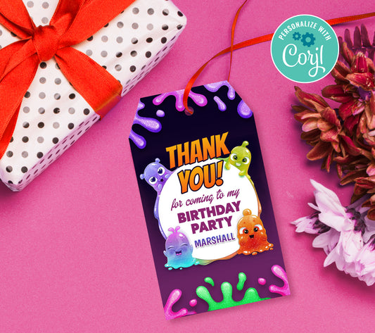 Slime Favor Tag, Birthday Editable Favor Tag, DIY Editable Thank You Tag, Favor Tags, Edit yourself, Corjl - 0038