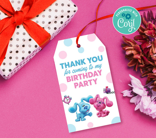 Blue Clues Favor Tag, Birthday Editable Favor Tag, DIY Editable Thank You Tag, Favor Tags, Edit yourself, Corjl 0299