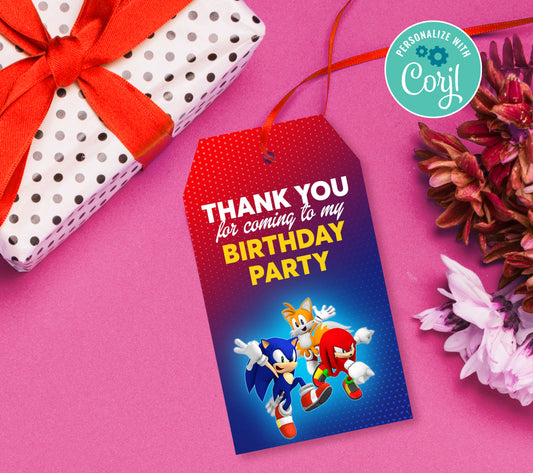 Sonic Favor Tag, Editable Favor Tag, Sonic Birthday Party Favor Tags, DIY Editable Thank You Tag, Favor Tags Corjil 0145