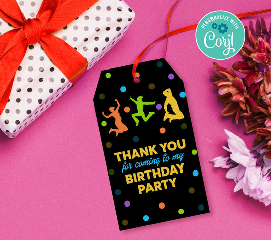 Jump Favor Tag, Birthday Editable Favor Tag, DIY Editable Thank You Tag, Favor Tags, Edit yourself, Corjl - 0170