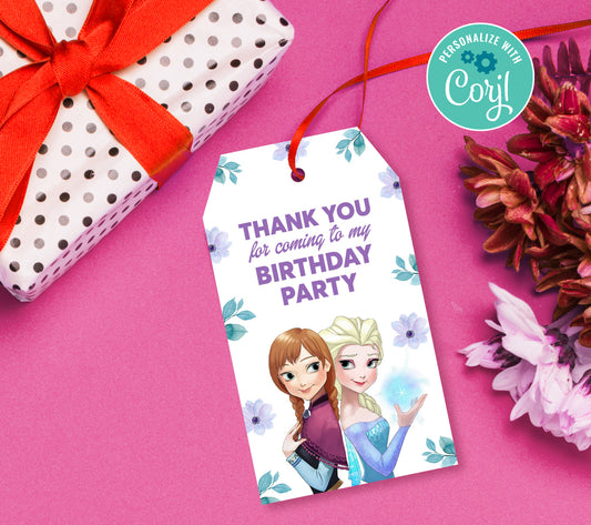 Frozen Favor Tag, Birthday Editable Favor Tag, DIY Editable Thank You Tag, Favor Tags, Edit yourself, Corjl - 0083