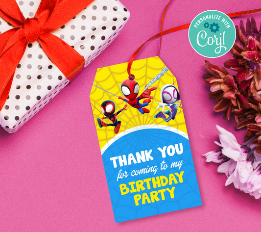 Spidey Favor Tag, Editable Favor Tag, Sonic Birthday Party Favor Tags, DIY Editable Thank You Tag, Favor Tags Corjil 0149