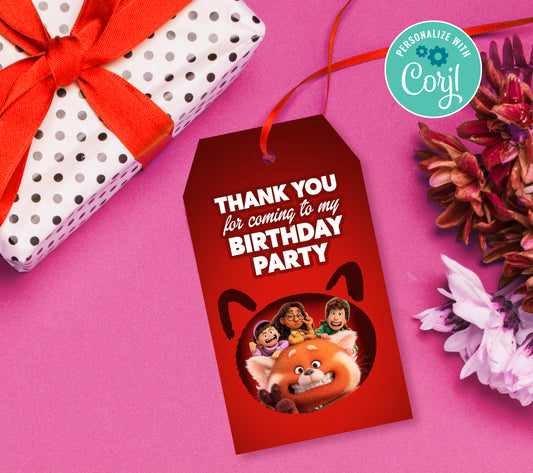 Turning Red Favor Tag, Birthday Editable Favor Tag, DIY Editable Thank You Tag, Favor Tags, Edit yourself, Corjl - 0007