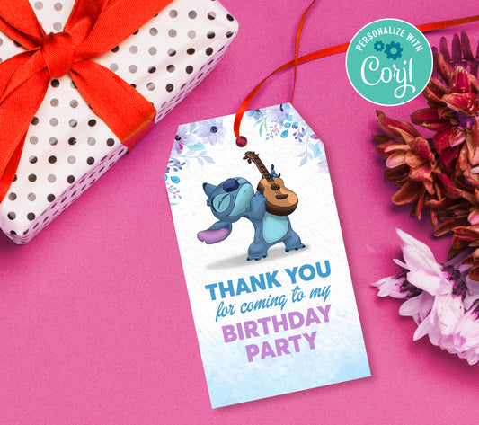Stitch Favor Tag, Editable Favor Tag, Sonic Birthday Party Favor Tags, DIY Editable Thank You Tag, Favor Tags Corjil 0262