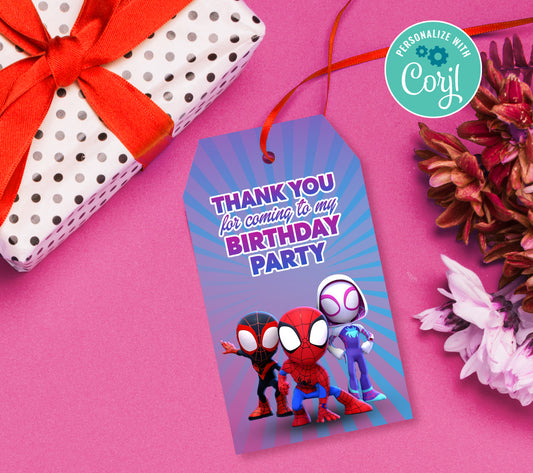 Spidey Favor Tag, Editable Favor Tag, Sonic Birthday Party Favor Tags, DIY Editable Thank You Tag, Favor Tags Corjil 0026