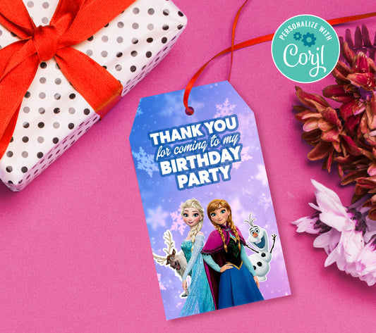 Frozen Favor Tag, Birthday Editable Favor Tag, DIY Editable Thank You Tag, Favor Tags, Edit yourself, Corjl - 0068