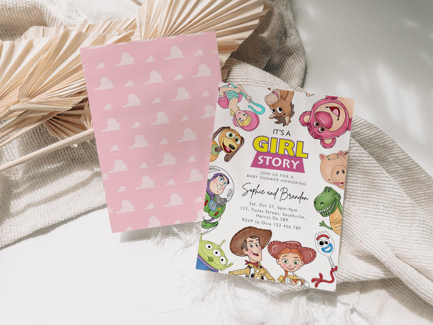 It’s a Girl Story Baby Shower Invitation, Toy Story Digital and Printable Invite, Editable Template, Evite, 0641
