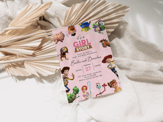 It’s a Girl Story Baby Shower Invitation, Toy Story Digital and Printable Invite, Editable Template, Evite, 0642