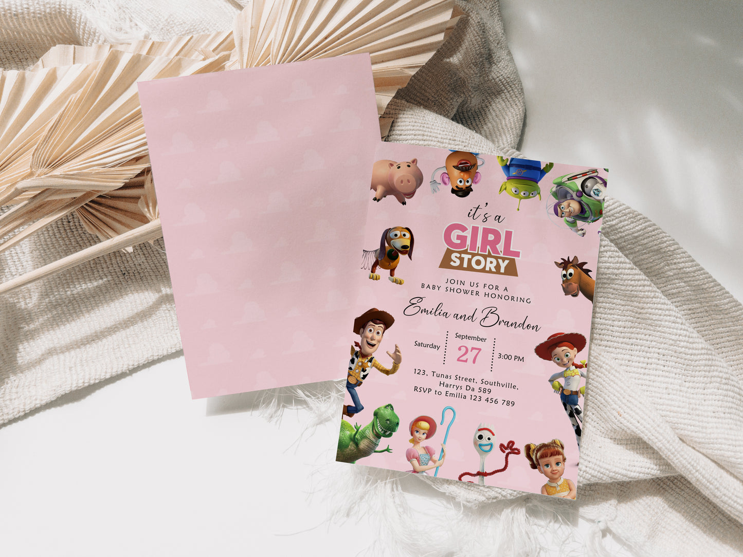 It’s a Girl Story Baby Shower Invitation, Toy Story Digital and Printable Invite, Editable Template, Evite, 0642