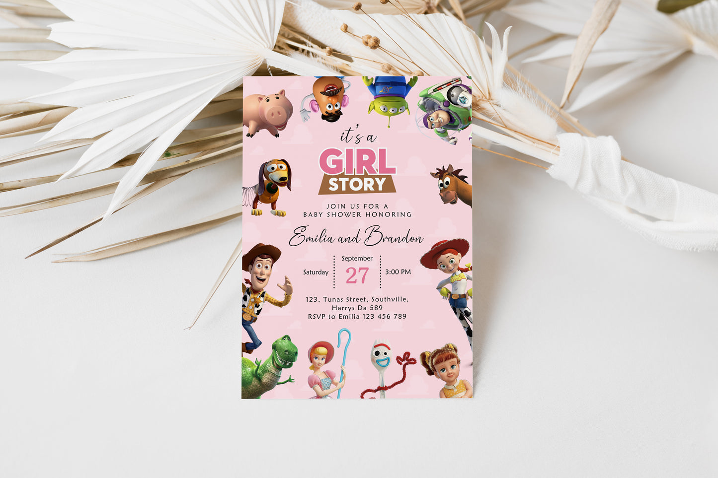 It’s a Girl Story Baby Shower Invitation, Toy Story Digital and Printable Invite, Editable Template, Evite, 0642