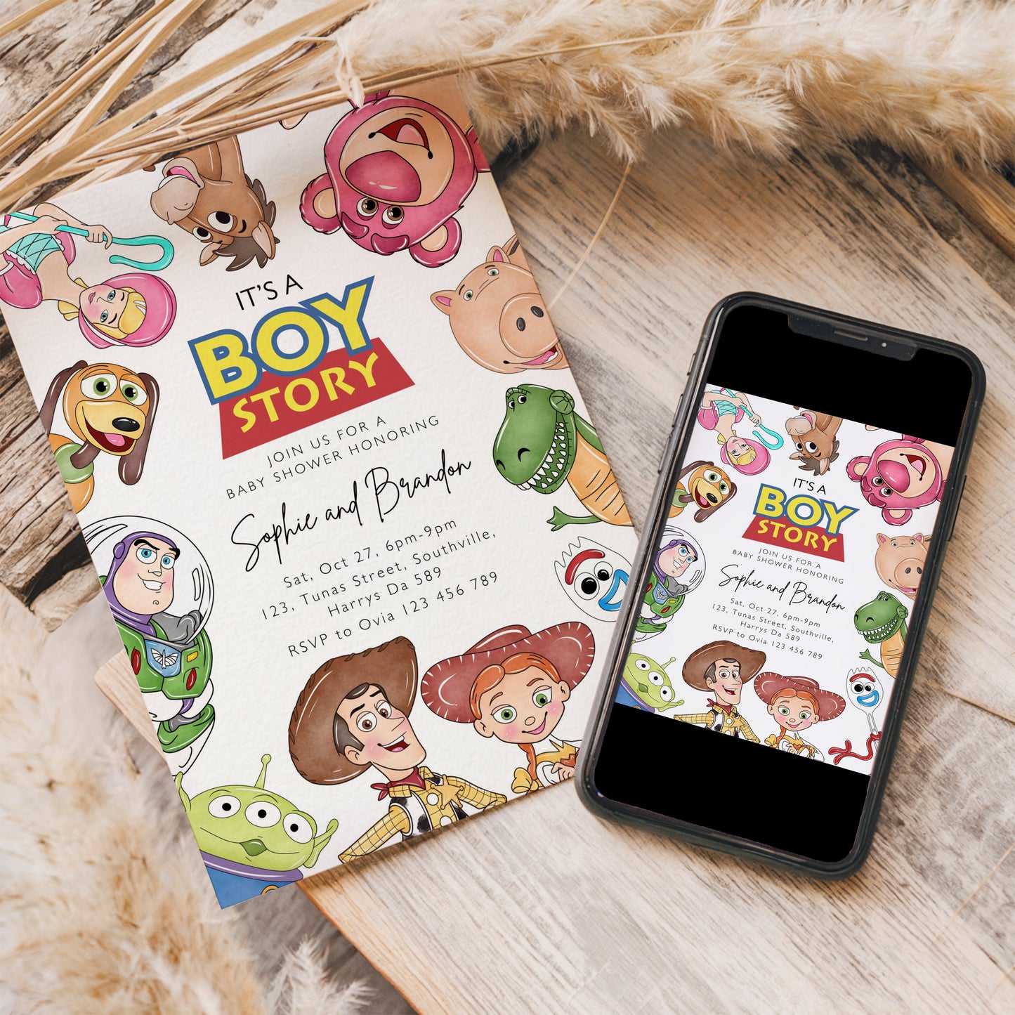 It’s a Boy Story Baby Shower Invitation, Toy Story Digital and Printable Invite, Editable Template, Evite, 0627