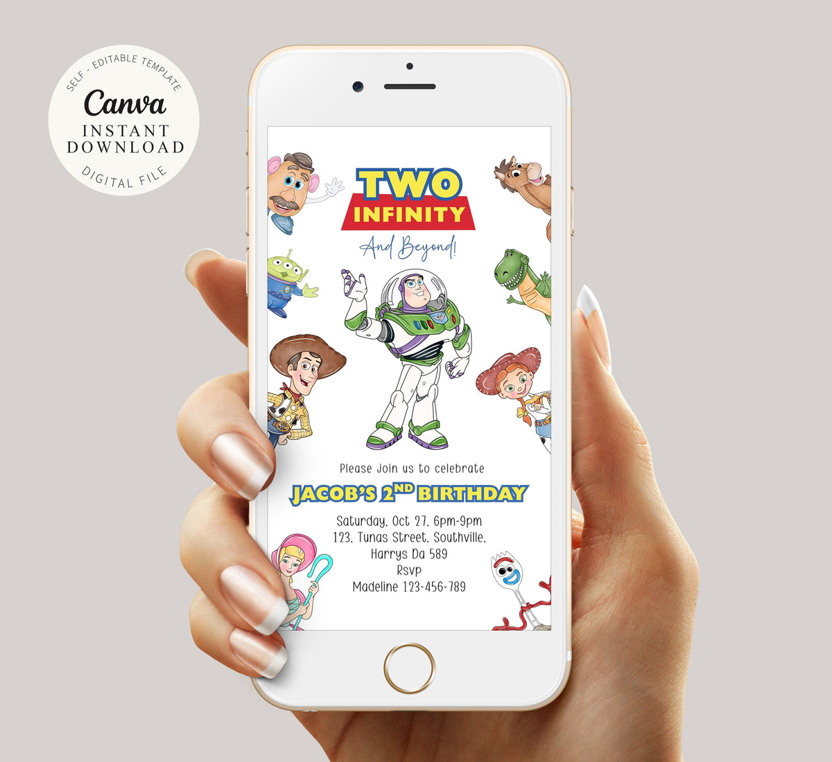 Toy Story Birthday Invitation Template, Boy Birthday, Evite, Digital Invite, 0724