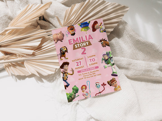 Toy Story Birthday Invitation Template, Printable Invitation, Girl Birthday, Evite, Digital Invite, Edit yourself 0335
