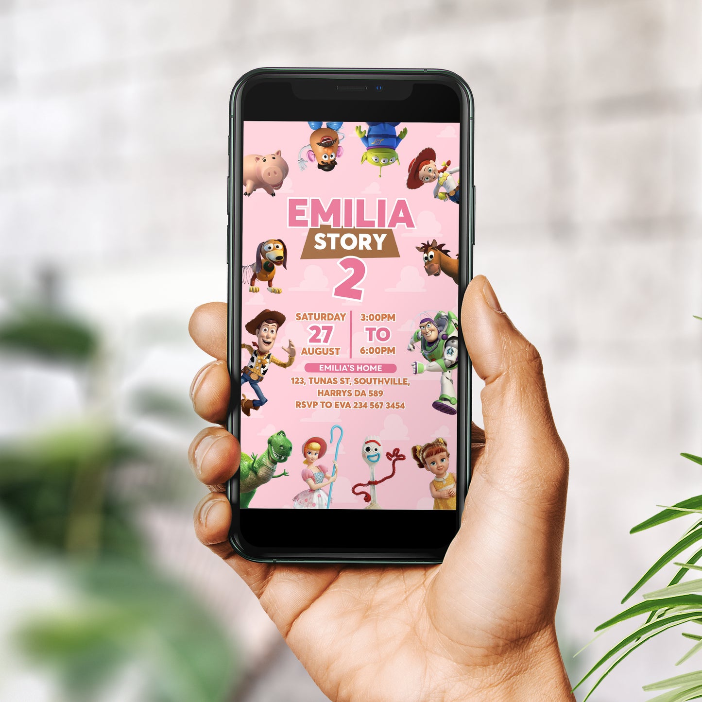 Editable Girl Toy Story Invitation Template, Evite, Mobile Digital Invitation, Kids Birthday Party, Instant Download, Evite, Phone 0335