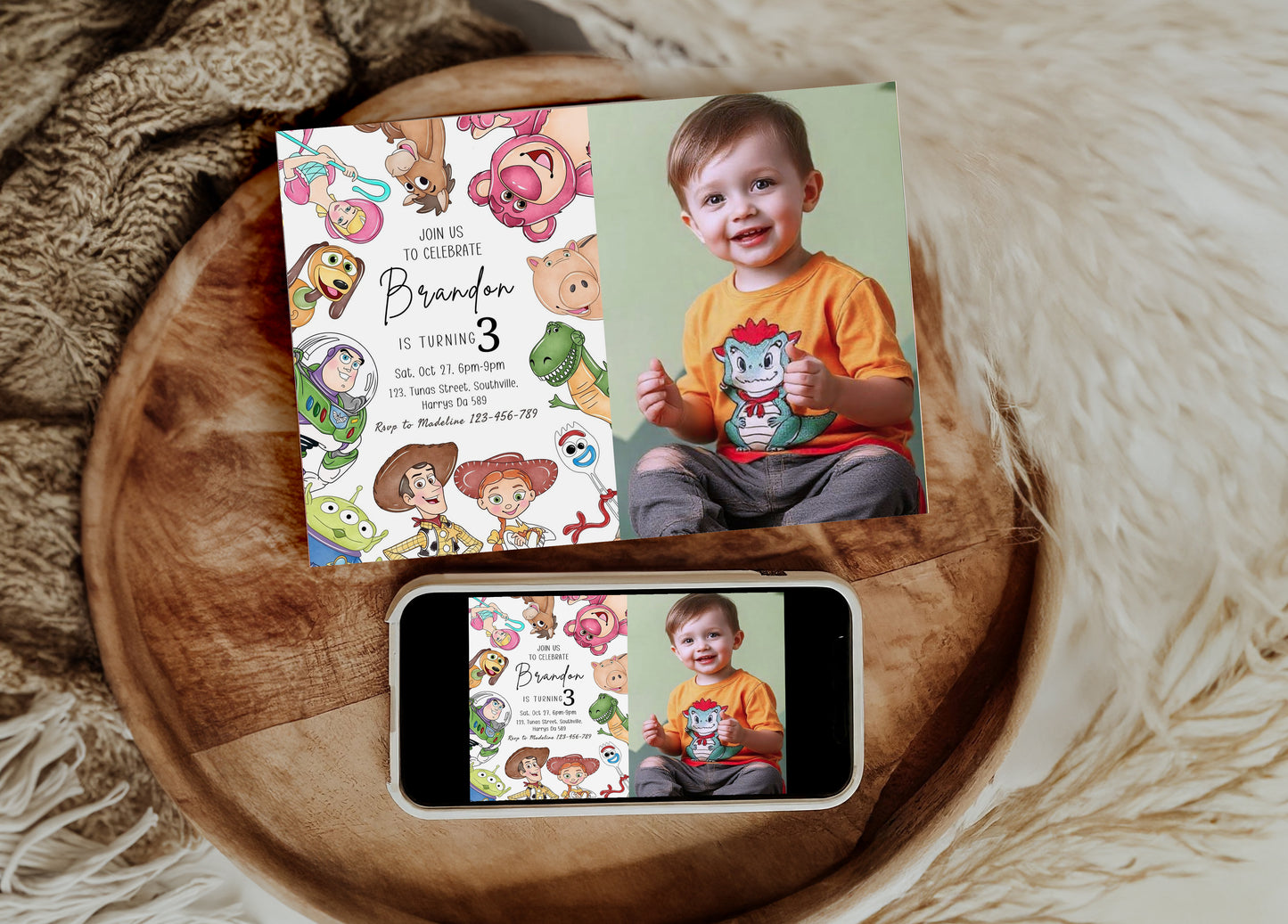 Toy Story Photo Birthday Invitation Template, Printable Photo Invitation, Boy Birthday, Evite, Digital Invite, Edit yourself Canva 0625