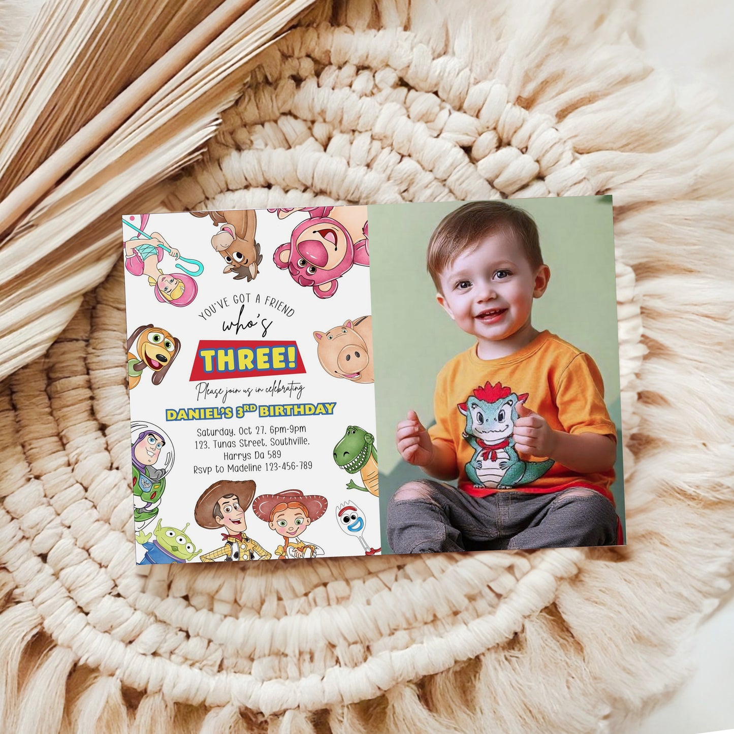 Toy Story Photo Birthday Invitation Template, Printable Photo Invitation, Boy Birthday, Evite, Digital Invite, Edit yourself Canva 0658