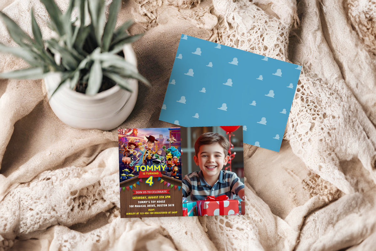 Toy Story Photo Birthday Invitation Template, Printable Photo Invitation, Boy Birthday, Evite, Digital Invite, 0011