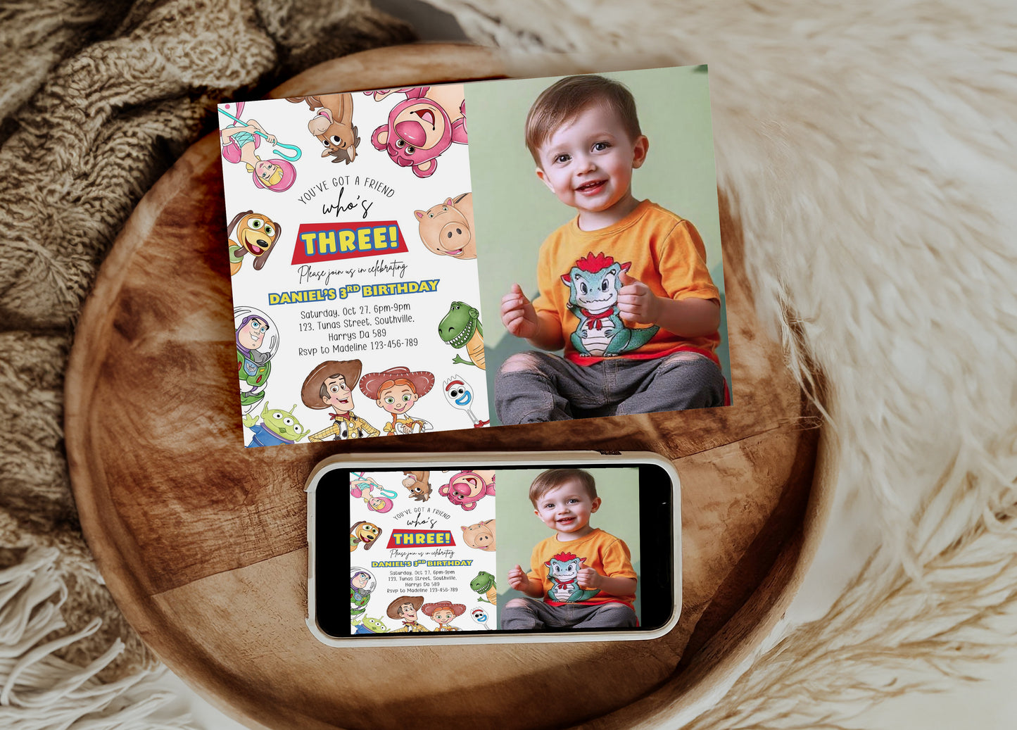 Toy Story Photo Birthday Invitation Template, Printable Photo Invitation, Boy Birthday, Evite, Digital Invite, Edit yourself Canva 0658