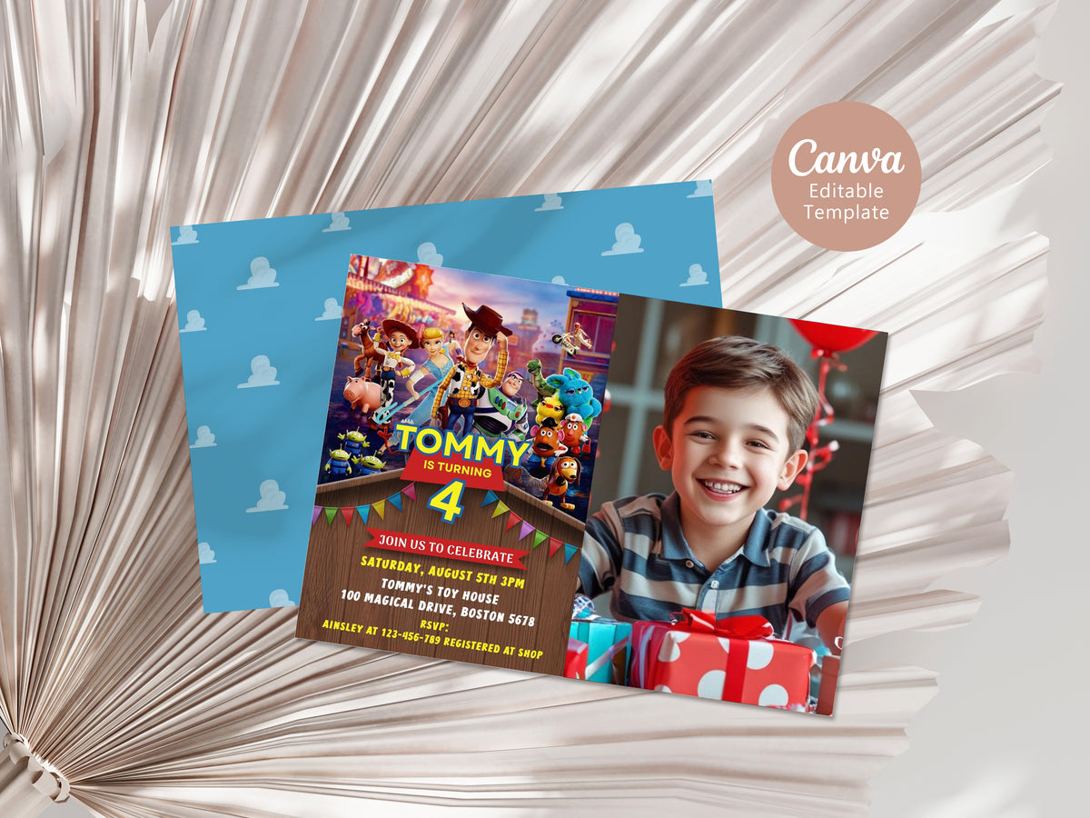 Toy Story Photo Birthday Invitation Template, Printable Photo Invitation, Boy Birthday, Evite, Digital Invite, 0011