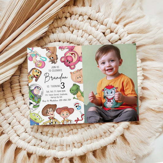 Toy Story Photo Birthday Invitation Template, Printable Photo Invitation, Boy Birthday, Evite, Digital Invite, Edit yourself Canva 0625