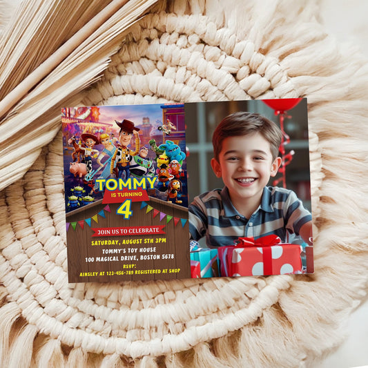 Toy Story Photo Birthday Invitation Template, Printable Photo Invitation, Boy Birthday, Evite, Digital Invite, 0011