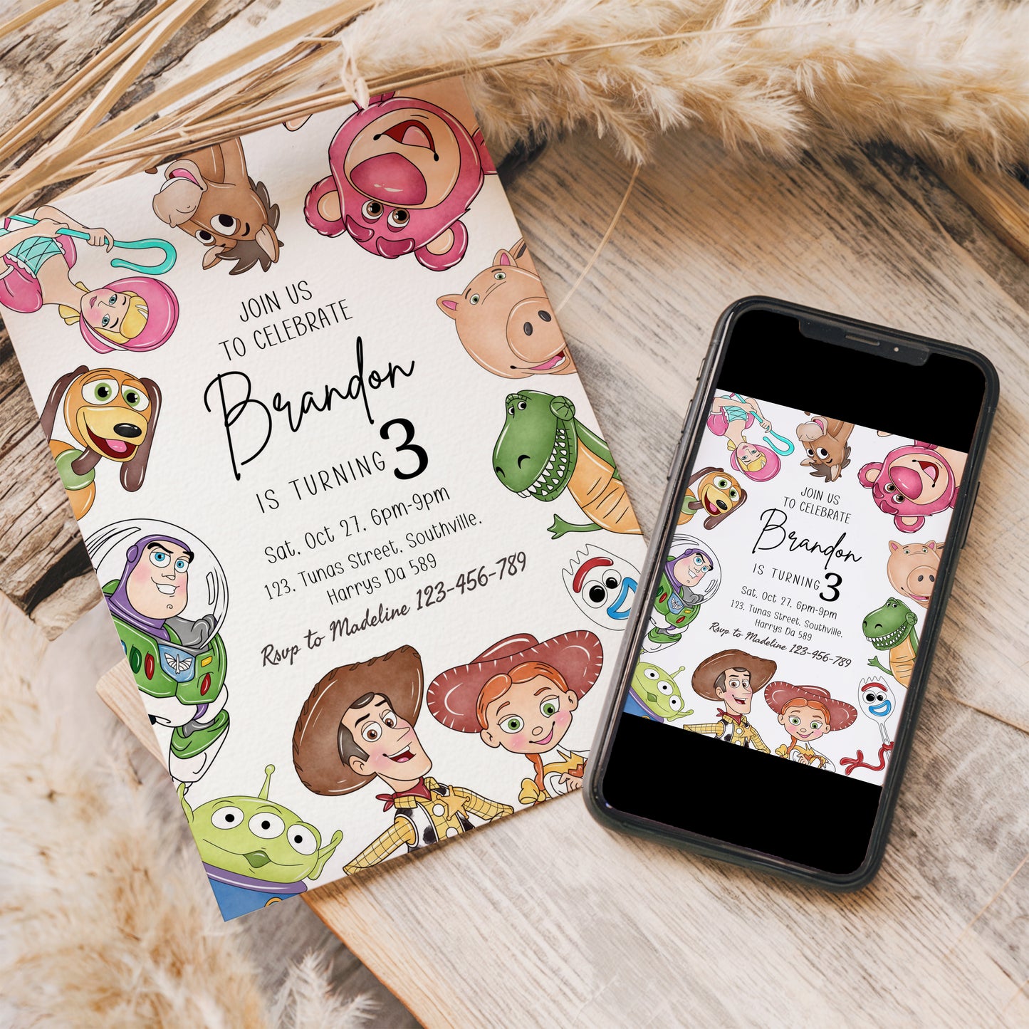 Toy Story Birthday Invitation Template, Printable Invitation, Boy Birthday, Evite, Digital Invite 0625
