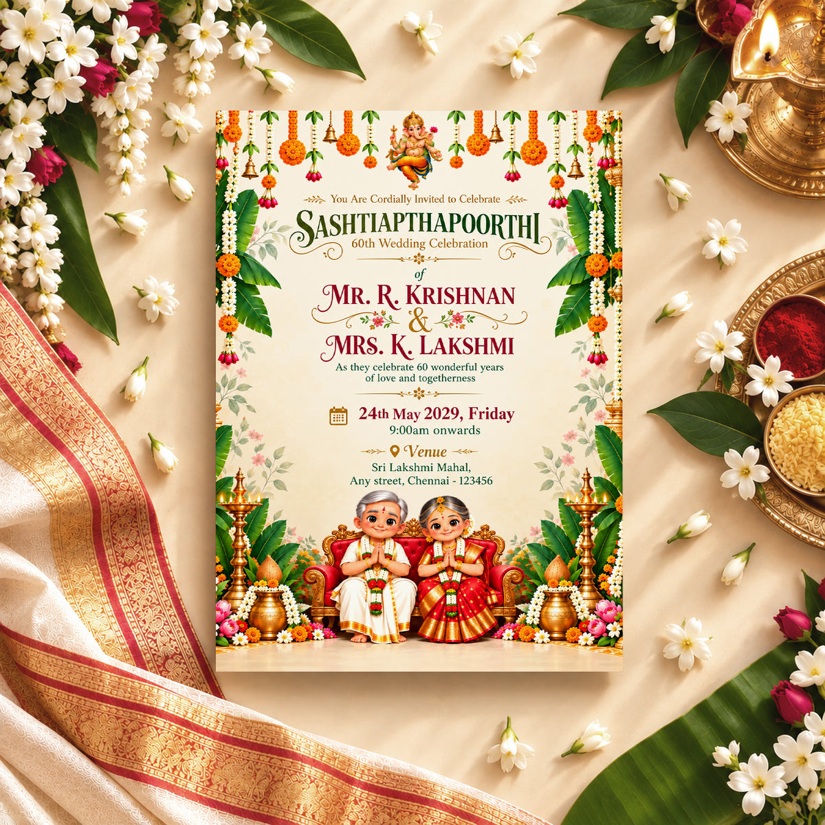 Traditional 60th Wedding Invitation | Digital & Printed