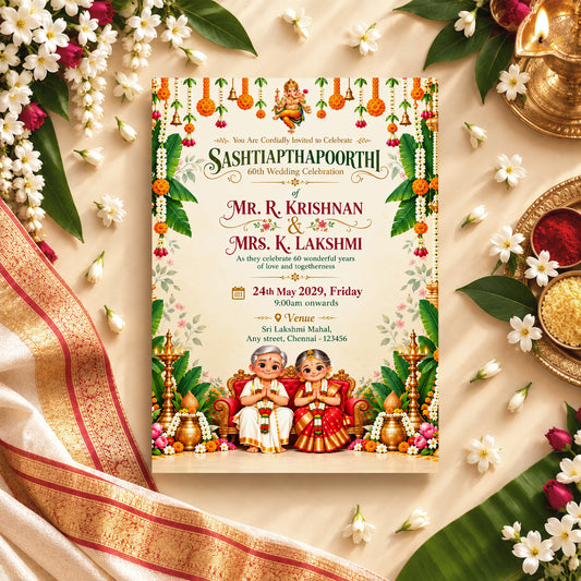 Traditional 60th Wedding Invitation | Digital & Printed